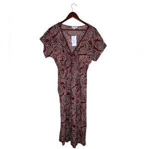 Patrons of Peace 100% Rayon Floral Paisley Wide Leg Jumpsuit NEW